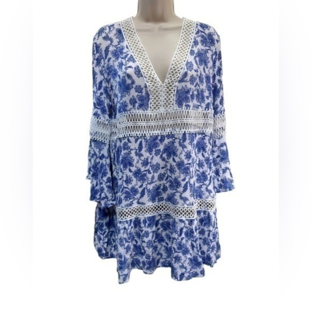 Solitaire swim Crochet eyelet floral vintage like coverup